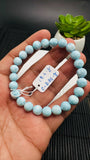 Larimar Bracelet 8 mm size Code#E1 • AAAA Quality • Natural Larimar Round Bracelet- Length 7.50 Inch