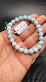 Larimar Bracelet 8 mm size Code#E2 • AAAA Quality • Natural Larimar Round Bracelet- Length 7.50 Inch