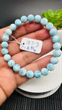 Larimar Bracelet 8 mm size Code#E4 • AAAA Quality • Natural Larimar Round Bracelet- Length 7.50 Inch