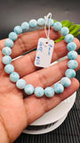 Larimar Bracelet 8 mm size Code#E4 • AAAA Quality • Natural Larimar Round Bracelet- Length 7.50 Inch