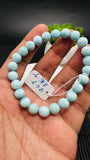 Larimar Bracelet 8 mm size Code#E7 • AAAA Quality • Natural Larimar Round Bracelet- Length 7.50 Inch