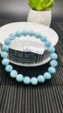 Larimar Bracelet 8.50 mm size Code#E9 • AAAA Quality • Natural Larimar Round Bracelet- Length 7.50 Inch