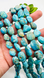 Blue Opalina Nugget Beads • 12-17x8-10 mm Size • Code #C1 • Length 10 " • Natural Blue Opalina Tumble beads •. AAA Quality