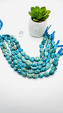 Blue Opalina Nugget Beads • 12-17x8-10 mm Size • Code #C1 • Length 10 " • Natural Blue Opalina Tumble beads •. AAA Quality