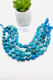 Blue Opalina Nugget Beads • 14-16x10-12 mm Size • Code #C2 • Length 10 " • Natural Blue Opalina Tumble beads •. AAAA Quality