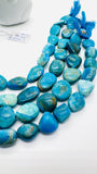 Blue Opalina Nugget Beads • 14-16x10-12 mm Size • Code #C2 • Length 10 " • Natural Blue Opalina Tumble beads •. AAAA Quality