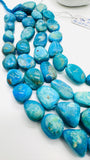 Blue Opalina Nugget Beads • 14-16x10-12 mm Size • Code #C2 • Length 10 " • Natural Blue Opalina Tumble beads •. AAAA Quality