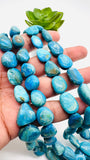 Blue Opalina Nugget Beads • 14-16x10-12 mm Size • Code #C2 • Length 10 " • Natural Blue Opalina Tumble beads •. AAAA Quality