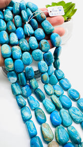 Blue Opalina Nugget Beads • 18-20X13-15 mm Size • Code #C5 • Length 10 " • Natural Blue Opalina Tumble beads •. AAAA Quality