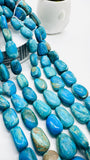 Blue Opalina Nugget Beads • 18-20X13-15 mm Size • Code #C5 • Length 10 " • Natural Blue Opalina Tumble beads •. AAAA Quality