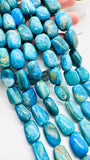 Blue Opalina Nugget Beads • 18-20X13-15 mm Size • Code #C5 • Length 10 " • Natural Blue Opalina Tumble beads •. AAAA Quality