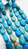 Blue Opalina Nugget Beads • 18-20X13-15 mm Size • Code #C5 • Length 10 " • Natural Blue Opalina Tumble beads •. AAAA Quality