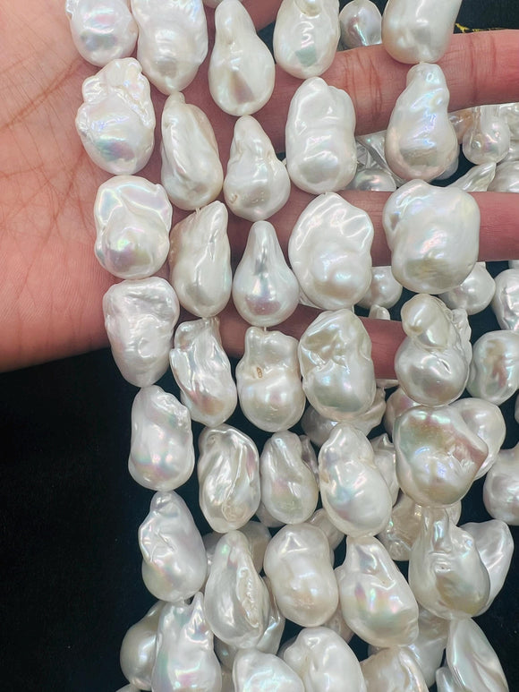 Pearl Baroque Beads- AAA Quality - Length 16 inch- length 20-23mm , Good luster - Natural Freshwater Pearl Baroque