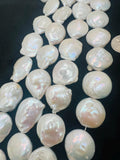 Freshwater Pearl Big Coin Shape, Length 16" Pear Coin Necklace. Big Size Coin, approx 30mm, Buff coin shape,