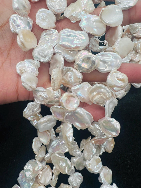 Keshi Freshwater Pearl , Natural white keshi shape , Length 16'' Fresh water Pearl Beads , Size 14-15 MM