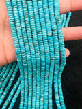 Turquoise Heishi 5MM Beads ,Genuine Stone , Length in 16 Inch ,green Turquoise Heishi Beads, Quality AAA, Hubei mines,