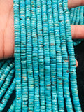 Turquoise Heishi 5MM Beads ,Genuine Stone , Length in 16 Inch ,green Turquoise Heishi Beads, Quality AAA, Hubei mines,