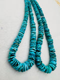 Turquoise heishi Roundel 8-12mm Size, Natural Turquoise beads, Length 14" Grade AAA , green Turquoise, Hubei mines. graduated strand