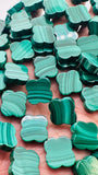16x16 mm Malachite Clover Beads • Length 40 cm - AAA Quality • Natural Malachite Beads