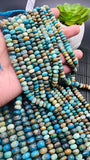Blue Opalina Roundel Beads • 6mm 8mm Size • 14 Inch Length • Natural Blue Opalina beads • Origin Peru •. AA Quality