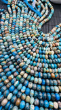 Blue Opalina Roundel Beads • 8-9mm 9mm Size • 14 Inch Length • Natural Blue Opalina beads • Origin Peru •. AA Quality
