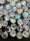 Moonstone 8mm rose cut round, AAA Quality Moonstone Faceted - Pack of 5 Piece, Rose cut and flat back from other side.