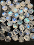 Moonstone 8mm rose cut round, AAA Quality Moonstone Faceted - Pack of 5 Piece, Rose cut and flat back from other side.