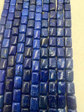 Lapis Rectangle 10X14mm , AAA Quality Dark Blue Color , 16 inch Length -Natural Lapis Beads origin Afghanistan