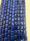 Lapis Rectangle 10X14mm , AAA Quality Dark Blue Color , 16 inch Length -Natural Lapis Beads origin Afghanistan