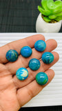 Blue Opalina Round Cabs - 14 mm Size - Code #A3 - Pack of 1 Pc - Natural Opalina Cabochons - Origin Peru- AAA Quality