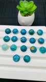 Blue Opalina Round Cabs - 12 mm Size - Code #A8 - Pack of 1 Pc - Natural Opalina Cabochons - Origin Peru- AAA Quality