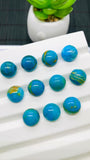 Blue Opalina Round Cabs - 11 mm Size - Code #A11 - Pack of 1 Pc- Natural Opalina Cabochons - Origin Peru- AAA Quality