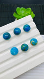 Blue Opalina Round Cabs - 15 mm Size - Code #A28 - Pack of 1 Pc- Natural Opalina Cabochons - Origin Peru- AAA Quality