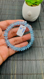 8 mm Blue Topaz Bracelet AAA Quality 7.5 Inch length - 100% Natural Blue Topaz Roundel Bracelet- Stretch Cord -