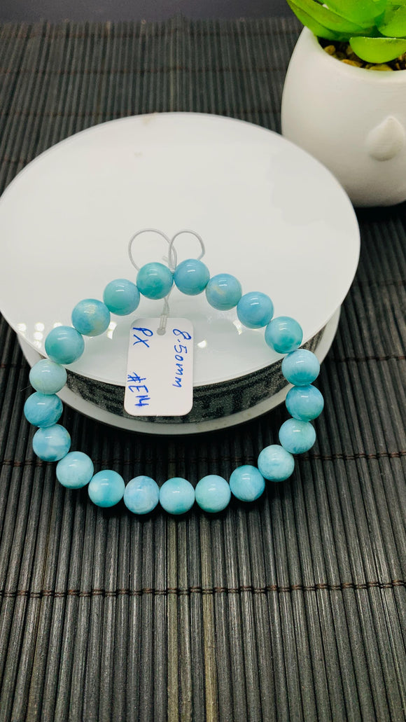 Larimar Bracelet 8.50 mm size Code#E14 • AAA Quality • Natural Larimar Round Bracelet- Length 7.50 Inch