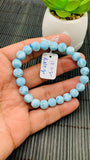 Larimar Bracelet 8 mm size Code#E19 • AAAA Quality • Natural Larimar Round Bracelet- Length 7.50 Inch