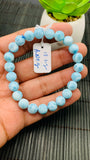 Larimar Bracelet 8 mm size Code#E19 • AAAA Quality • Natural Larimar Round Bracelet- Length 7.50 Inch