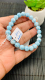 Larimar Bracelet 8 mm size Code#E23 • AAAA Quality • Natural Larimar Round Bracelet- Length 7.50 Inch