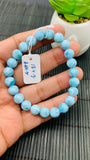 Larimar Bracelet 8 mm size Code#E25 • AAAA Quality • Natural Larimar Round Bracelet- Length 7.50 Inch