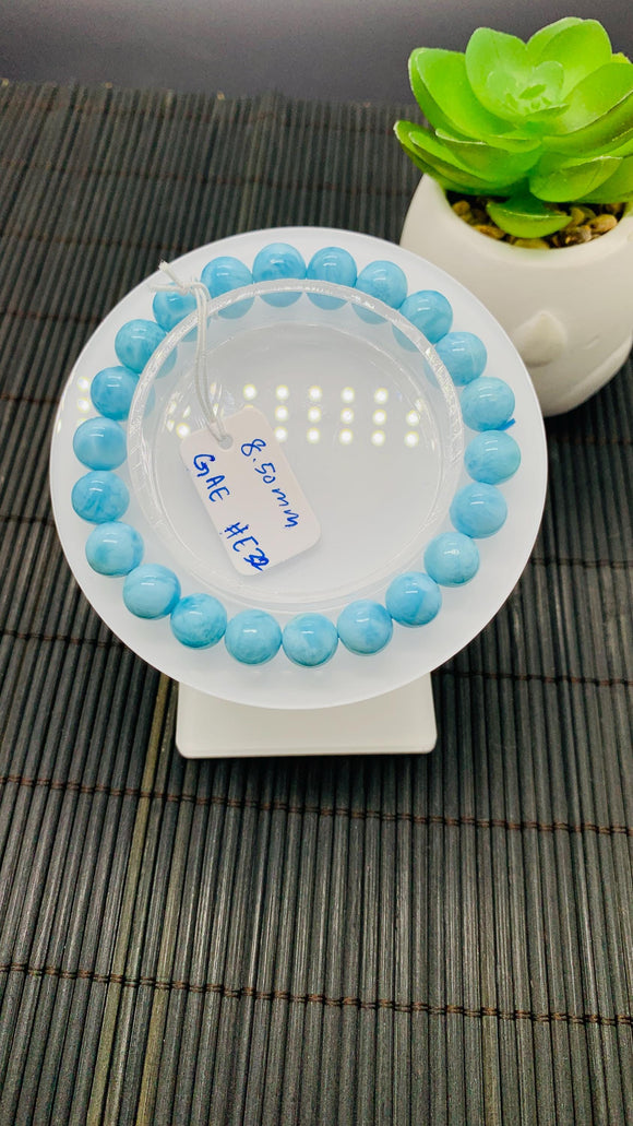 Larimar Bracelet 8.50 mm size Code#E32 • AAAA Quality • Natural Larimar Round Bracelet- Length 7.50 Inch