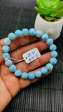 Larimar Bracelet 9.50 mm size Code#E37 • AAAA Quality • Natural Larimar Round Bracelet- Length 7.50 Inch