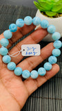 Larimar Bracelet 10 mm size Code#E38 • AAAA Quality • Natural Larimar Round Bracelet- Length 7.50 Inch