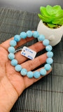 Larimar Bracelet 10.50 mm size Code#E42 • AAAA Quality • Natural Larimar Round Bracelet- Length 7.50 Inch