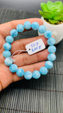 Larimar Bracelet 10.50 mm size Code#E44 • AAAA Quality • Natural Larimar Round Bracelet- Length 7.50 Inch