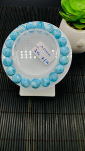 Larimar Bracelet 10.50 mm size Code#E44 • AAAA Quality • Natural Larimar Round Bracelet- Length 7.50 Inch