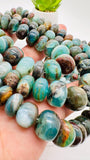 Peruvian Opal Roundel Beads • 7- 15 mm Size • Length 16 Inch • AAA Quality • Natural Peruvian Opal beads • Origin Peru