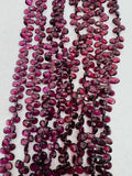 Rhodolite Garnet Faceted Pear Shape Briolette, 8 Inch Strand , purple garnet Pear Shape.