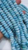 Larimar Roundel Beads- 7-8/ 9/11/12 mm sizes- AAAA Quality- Length 40 cm - Natural Larimar Rondelle Beads