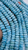 Larimar Roundel Beads- 7-8/ 9/11/12 mm sizes- AAAA Quality- Length 40 cm - Natural Larimar Rondelle Beads