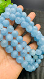 Aquamarine Round Beads - 12 mm Size - AAAA Quality - Length 40 cm- Code #Z1 - Natural Aquamarine Beads
